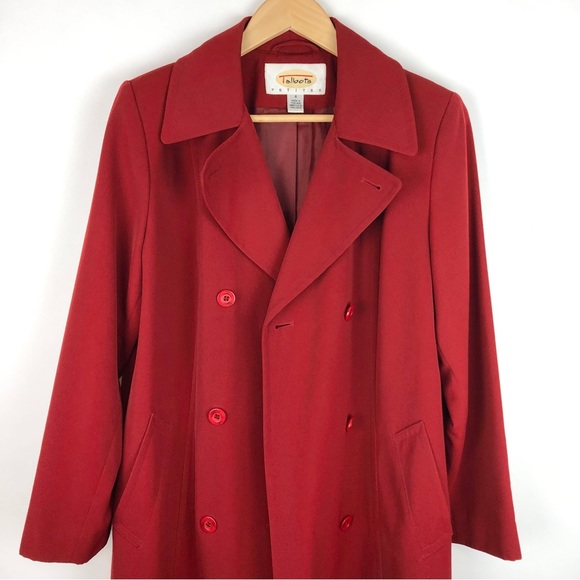 Talbots Petites Long Red Peacoat Formal Dress Jacket - Picture 5 of 14